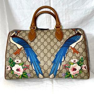 GUCCI GG Supreme Embroidered Boston Bag